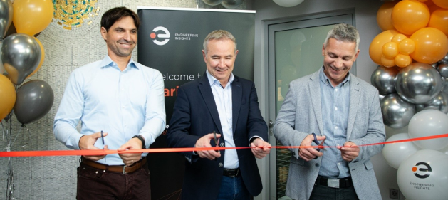 Company representatives at a gala ceremony celebrating the opening of their new office